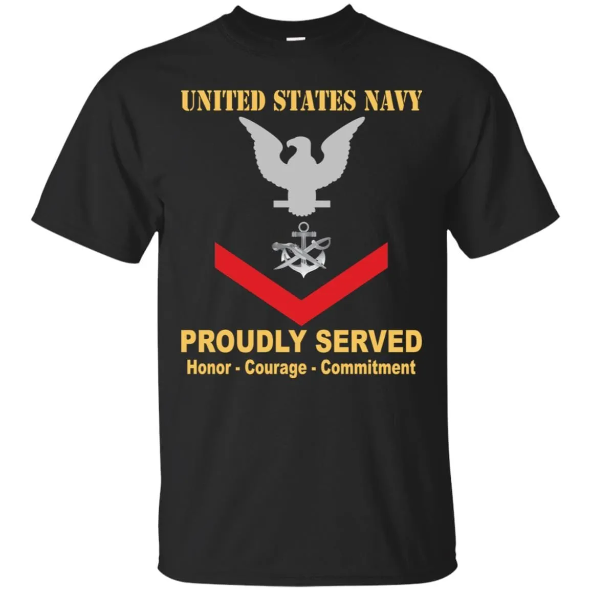 Navy Special Warfare Boat Operator Navy SB E-4 Rating Badges Proudly Served T-Shirt For Men On Front