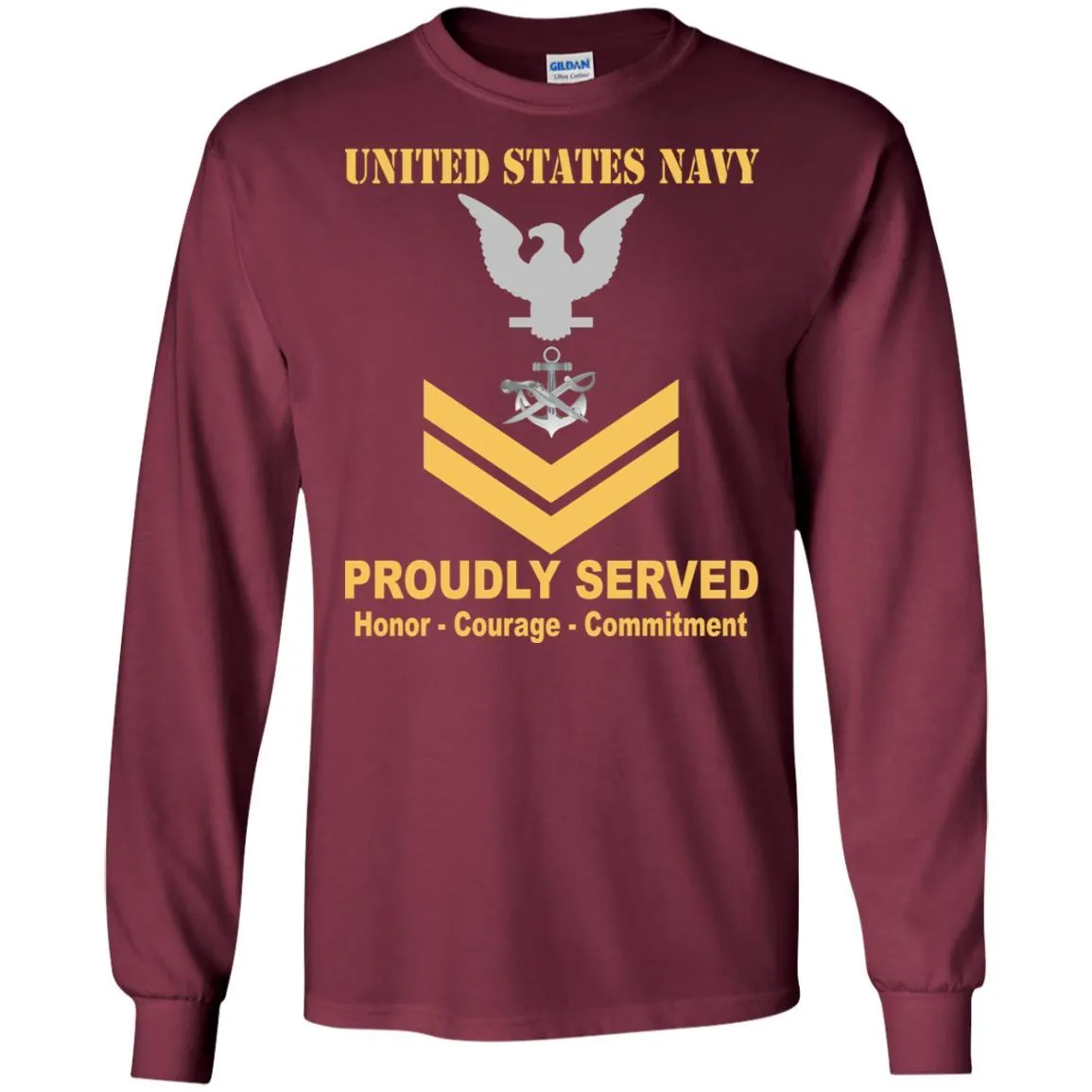 Navy Special Warfare Boat Operator Navy SB E-5 Rating Badges Proudly Served T-Shirt For Men On Front