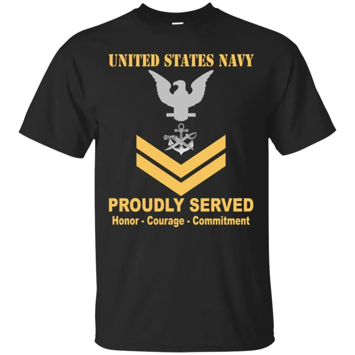 Navy Special Warfare Boat Operator Navy SB E-5 Rating Badges Proudly Served T-Shirt For Men On Front