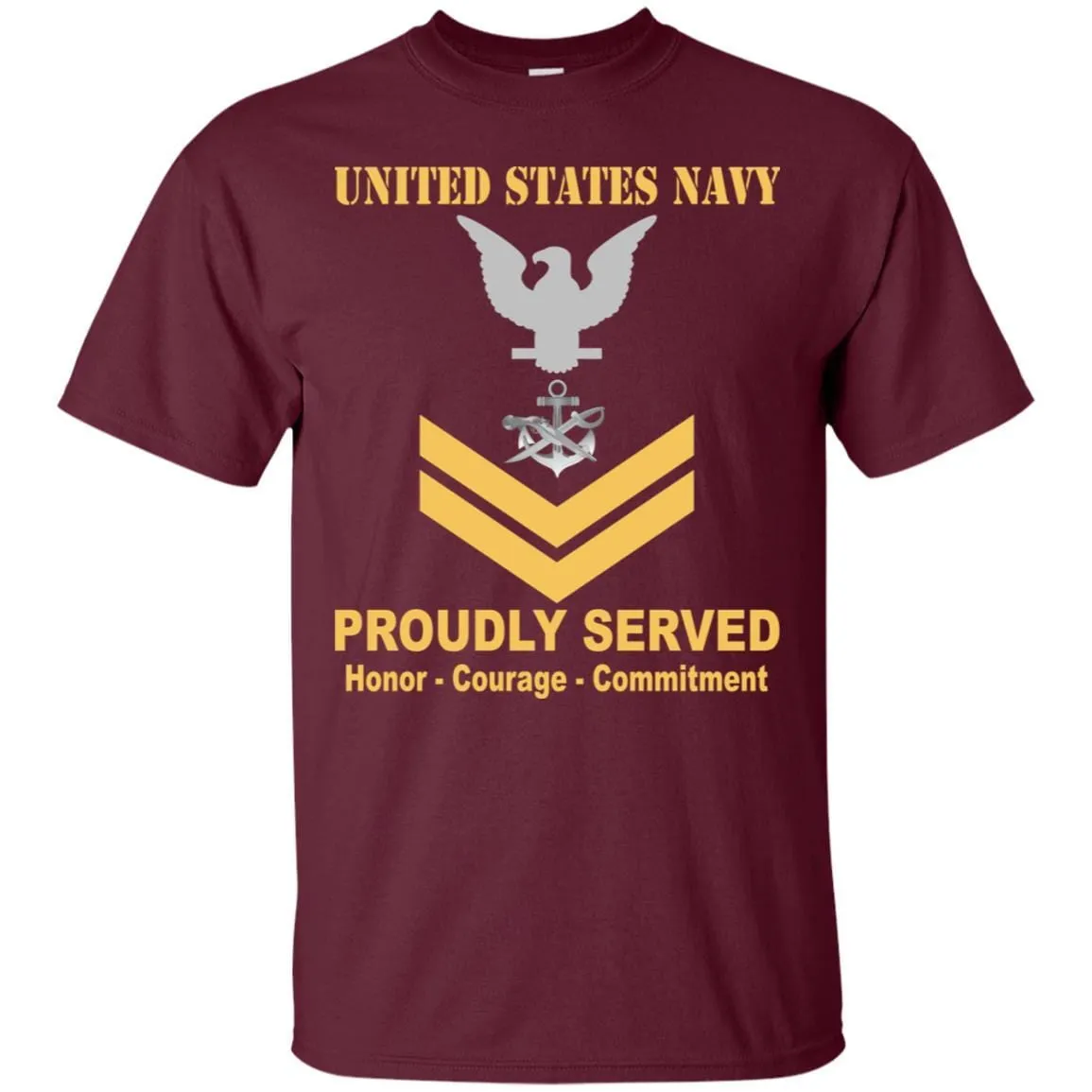 Navy Special Warfare Boat Operator Navy SB E-5 Rating Badges Proudly Served T-Shirt For Men On Front
