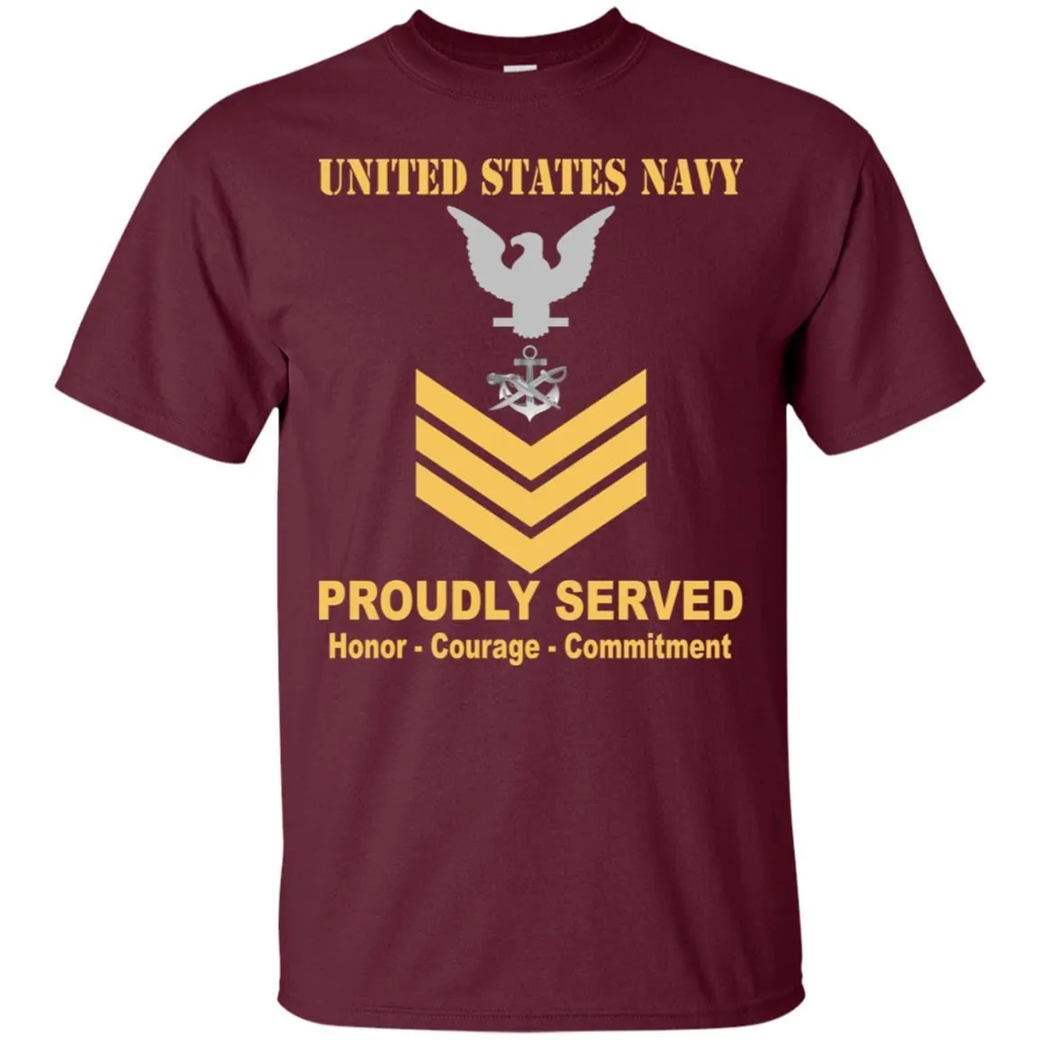 Navy Special Warfare Boat Operator Navy SB E-6 Rating Badges Proudly Served T-Shirt For Men On Front