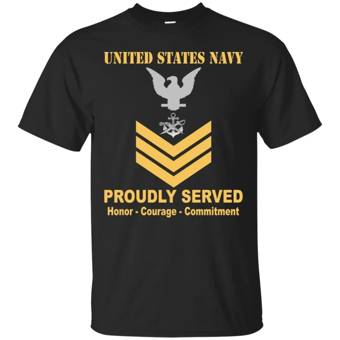Navy Special Warfare Boat Operator Navy SB E-6 Rating Badges Proudly Served T-Shirt For Men On Front