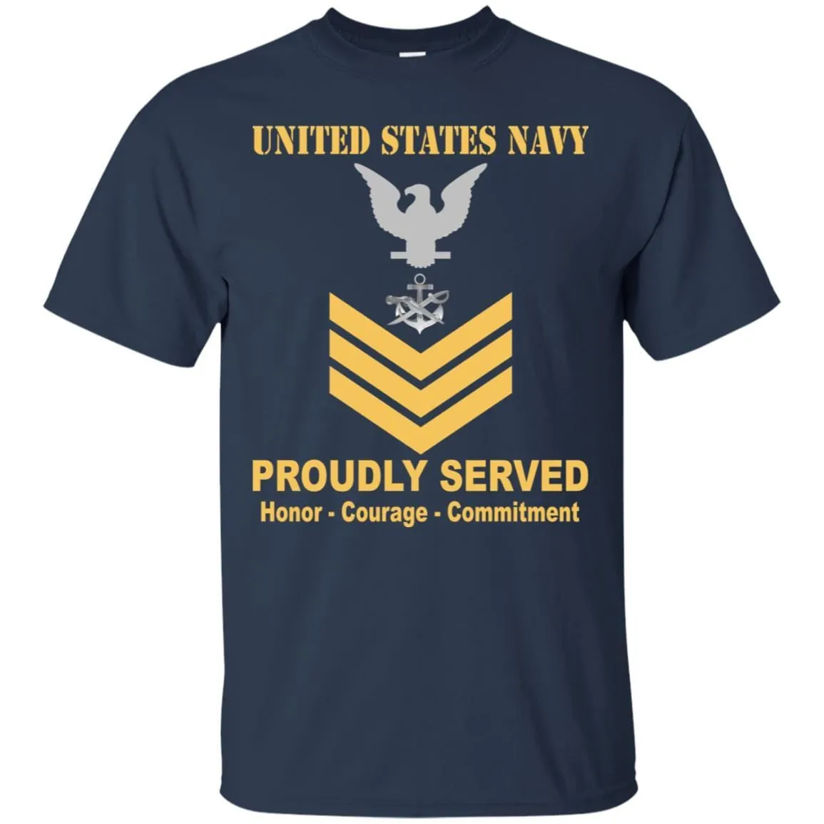 Navy Special Warfare Boat Operator Navy SB E-6 Rating Badges Proudly Served T-Shirt For Men On Front