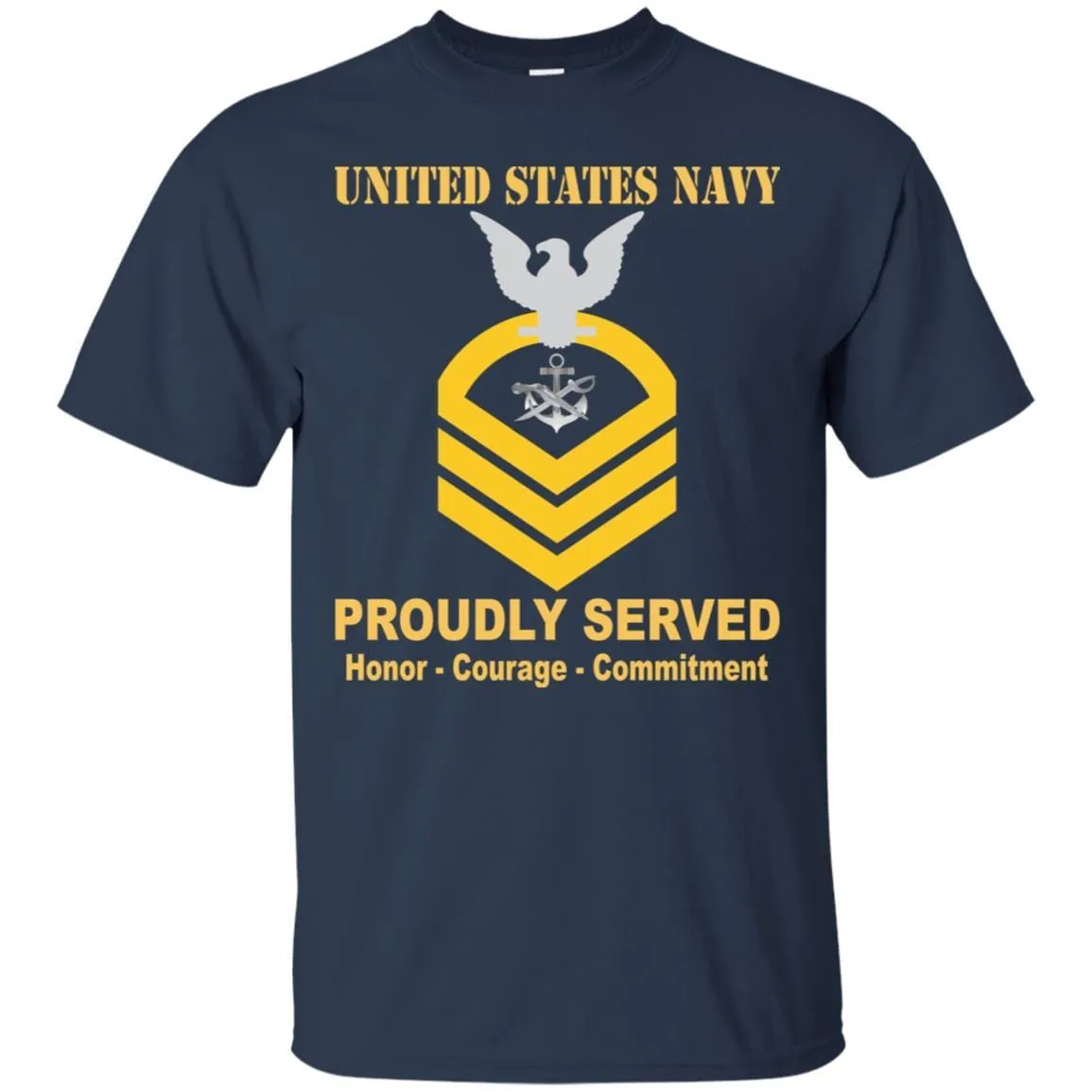 Navy Special Warfare Boat Operator Navy SB E-7 Rating Badges Proudly Served T-Shirt For Men On Front