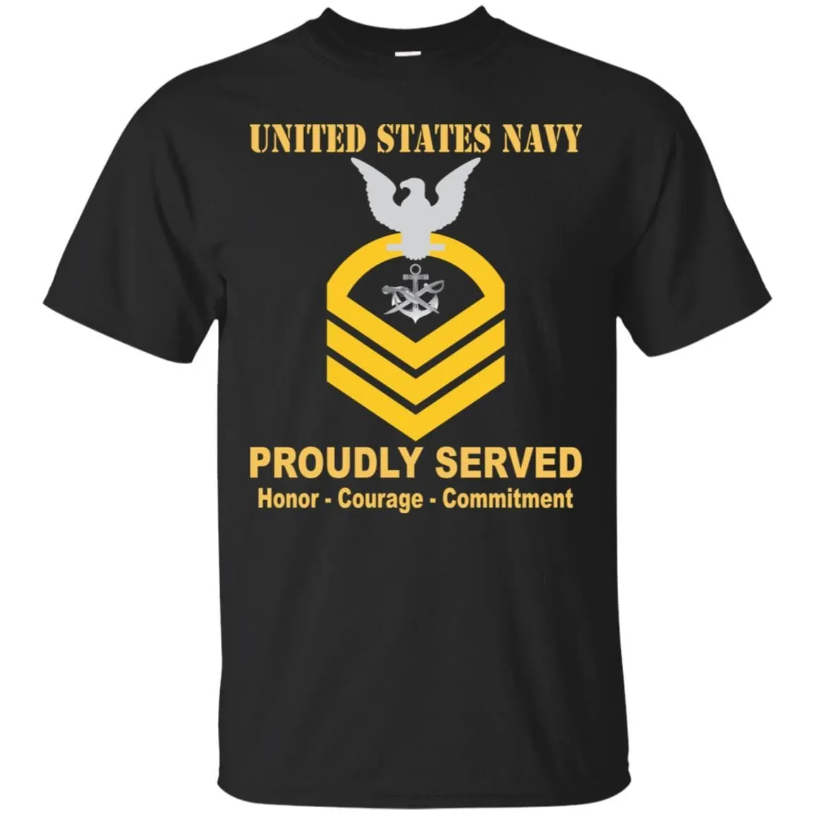 Navy Special Warfare Boat Operator Navy SB E-7 Rating Badges Proudly Served T-Shirt For Men On Front