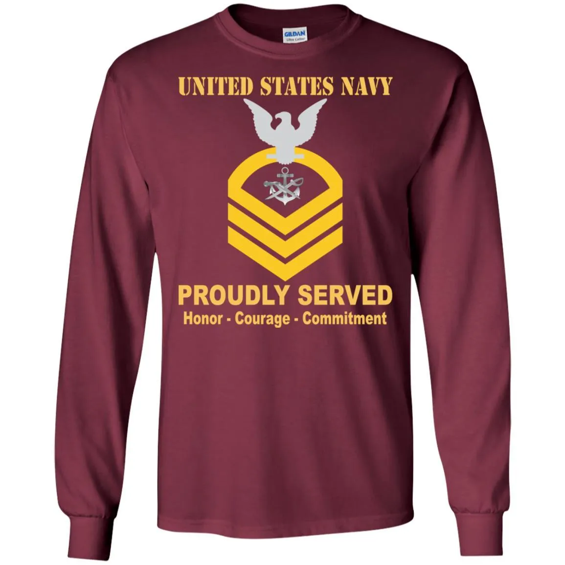 Navy Special Warfare Boat Operator Navy SB E-7 Rating Badges Proudly Served T-Shirt For Men On Front