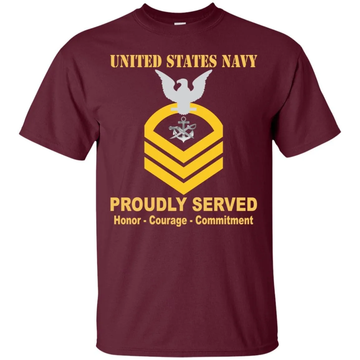 Navy Special Warfare Boat Operator Navy SB E-7 Rating Badges Proudly Served T-Shirt For Men On Front