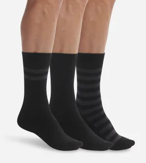Pack of 3 pairs of men's black striped socks Dim Coton Style