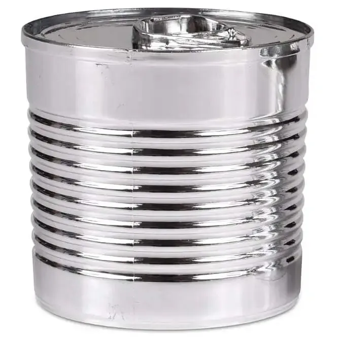 Plastic Silver Tin Can with Lid