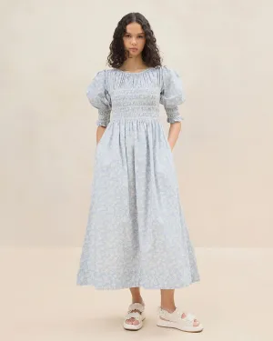 Quinn Blue Floral Cinched Dress