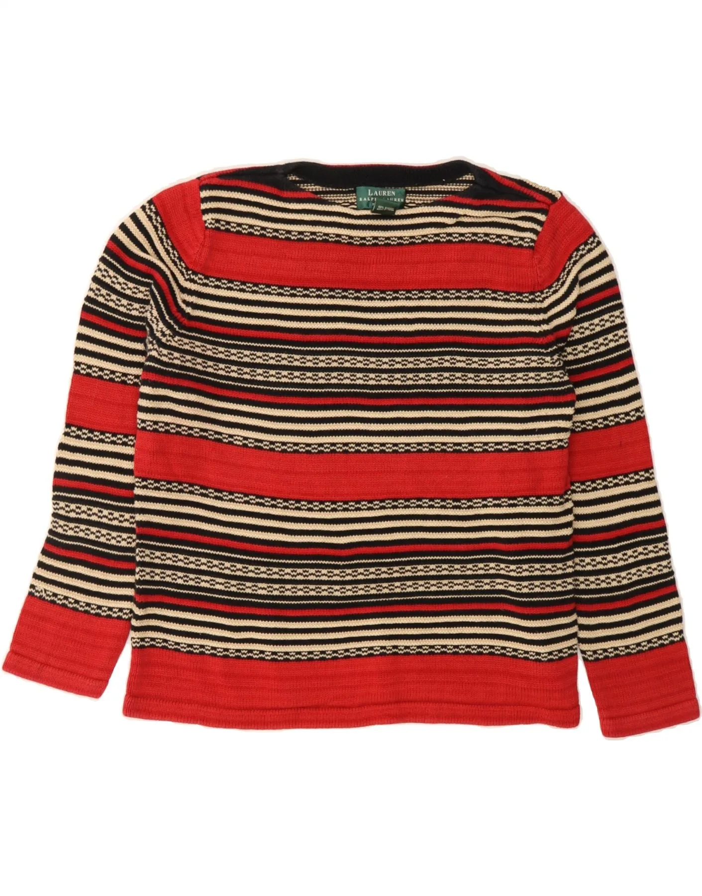RALPH LAUREN Womens Petite Boat Neck Jumper Sweater UK 14 Medium Red