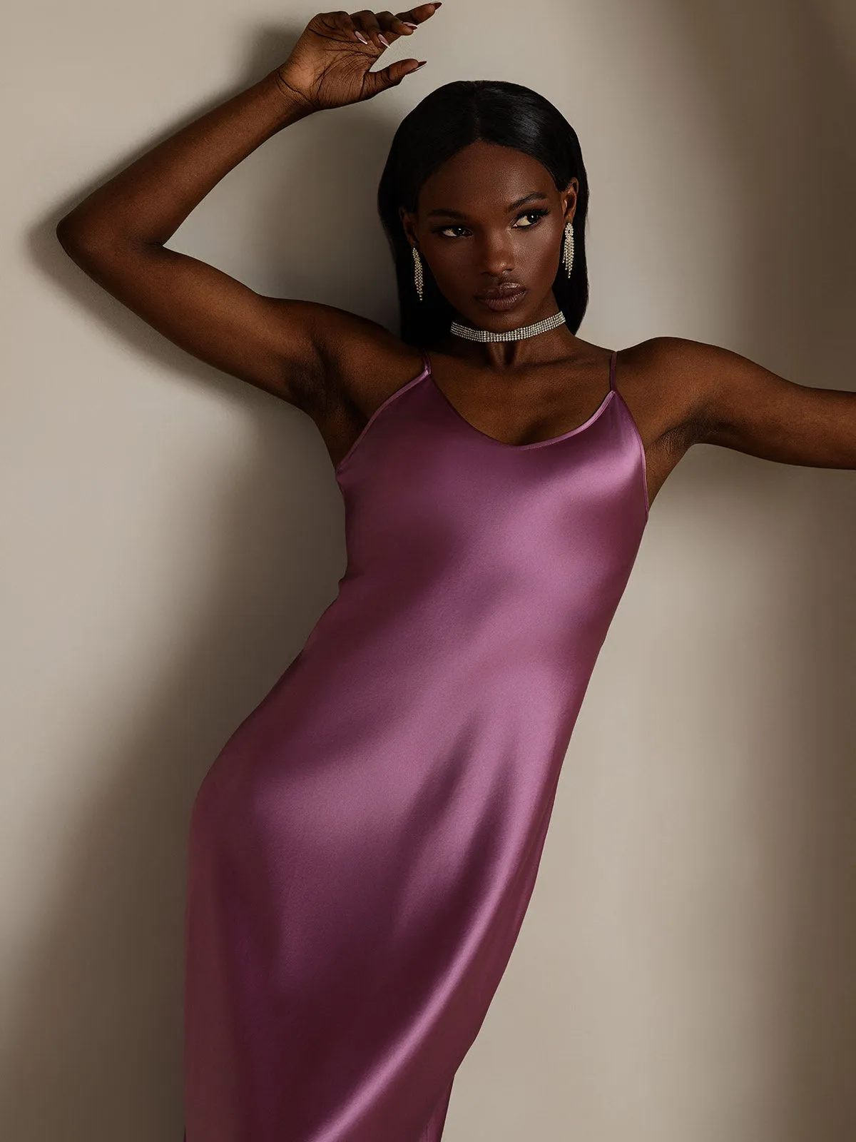 Spaghetti Strap Long Silk Nightgown