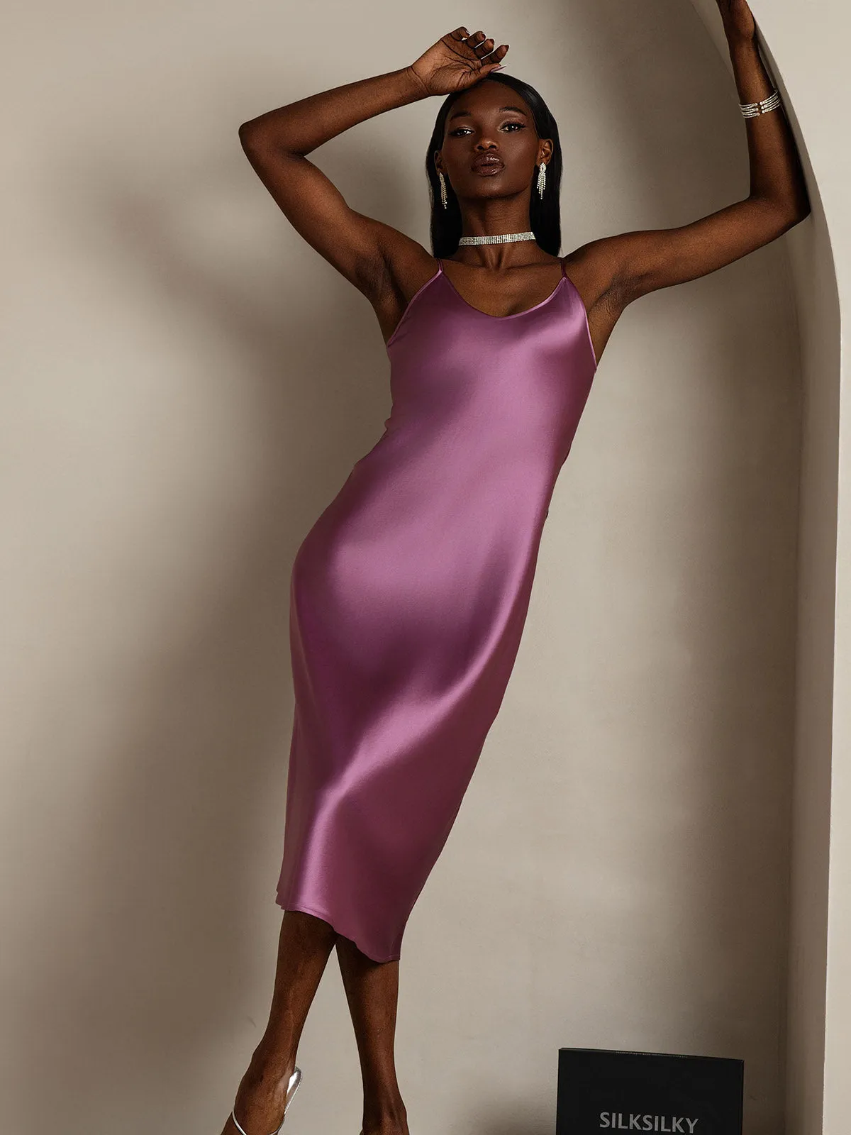 Spaghetti Strap Long Silk Nightgown