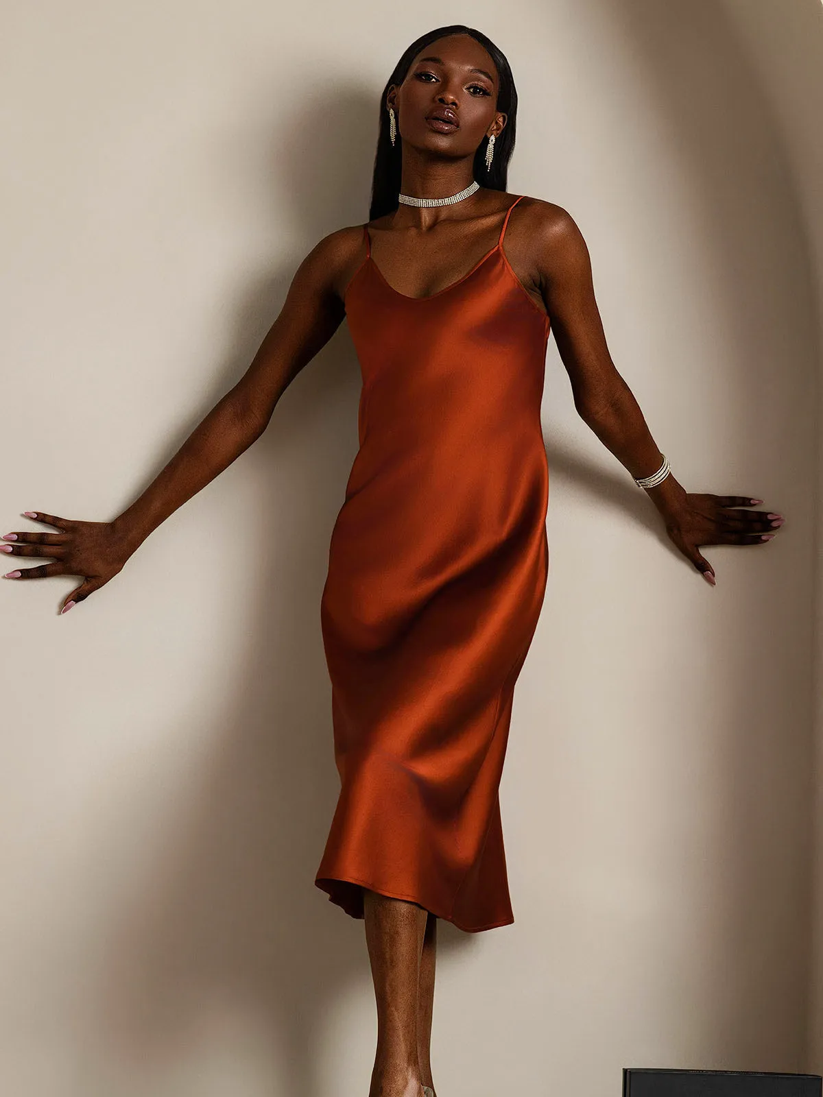 Spaghetti Strap Long Silk Nightgown