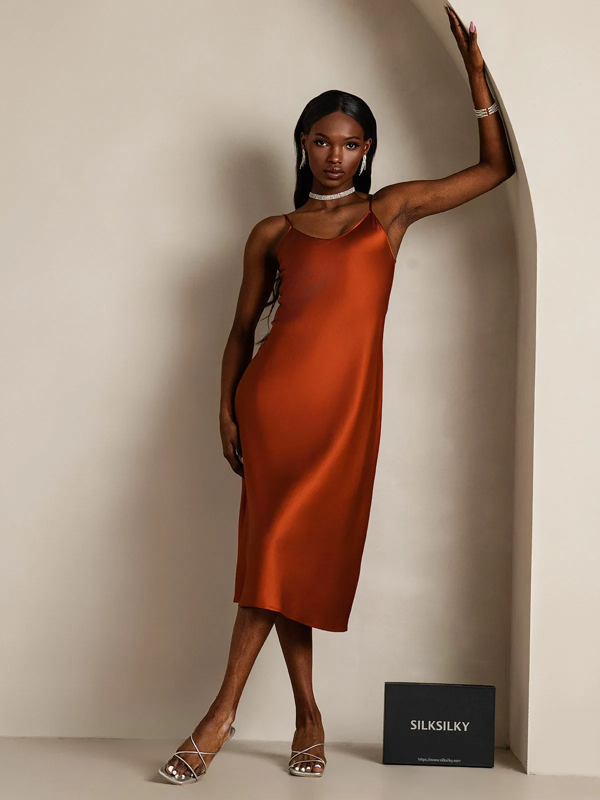 Spaghetti Strap Long Silk Nightgown