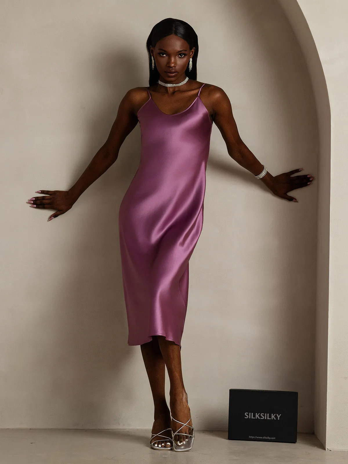 Spaghetti Strap Long Silk Nightgown