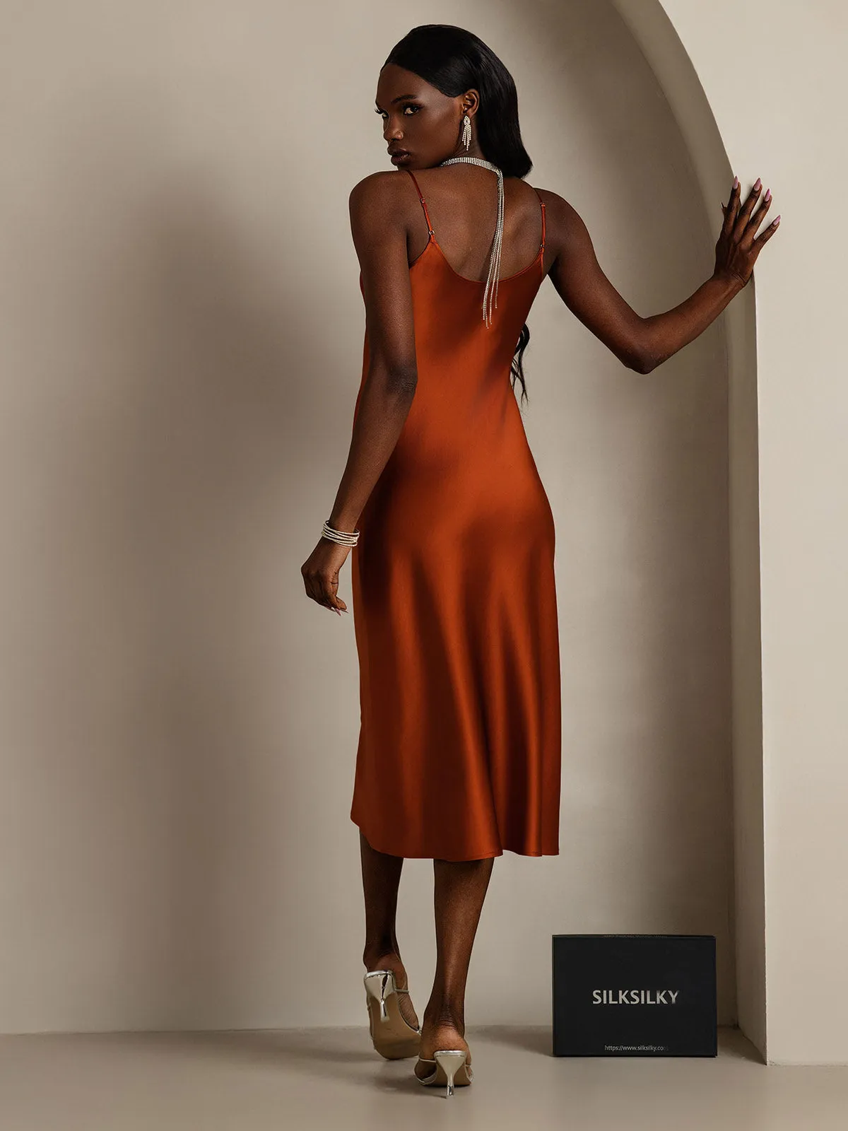 Spaghetti Strap Long Silk Nightgown