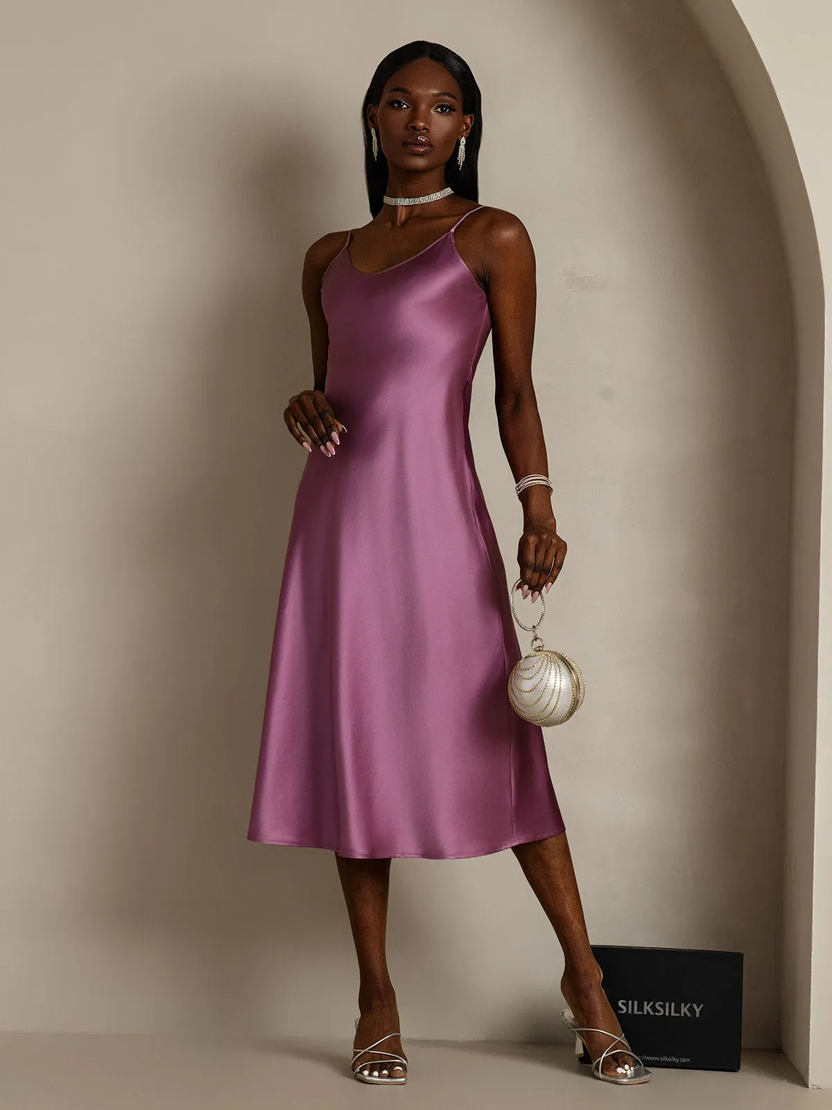 Spaghetti Strap Long Silk Nightgown