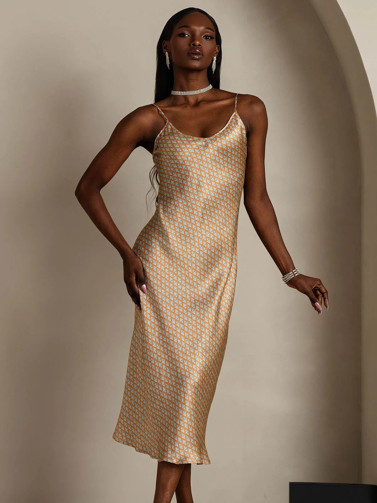 Spaghetti Strap Long Silk Nightgown