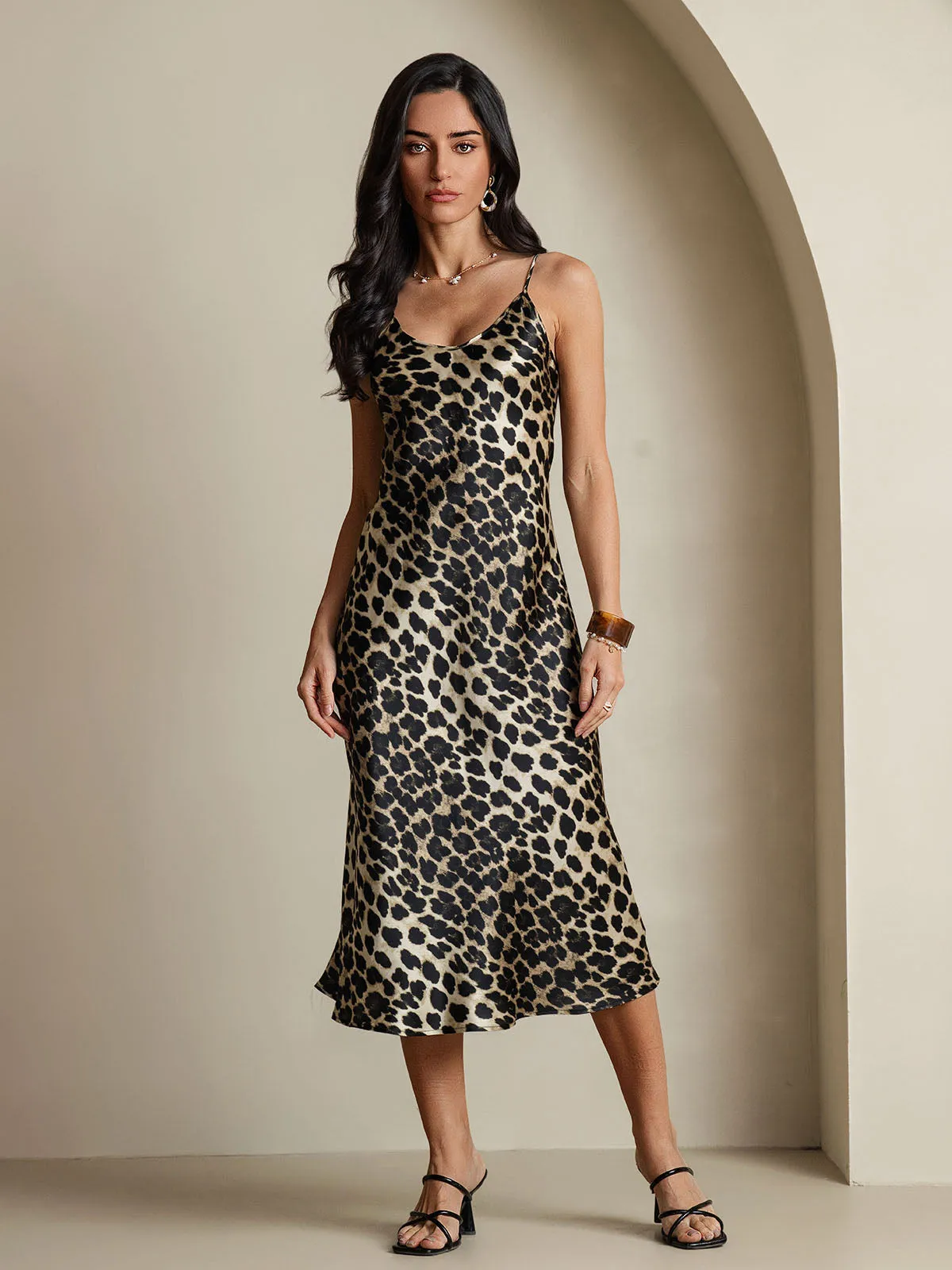 Spaghetti Strap Long Silk Nightgown