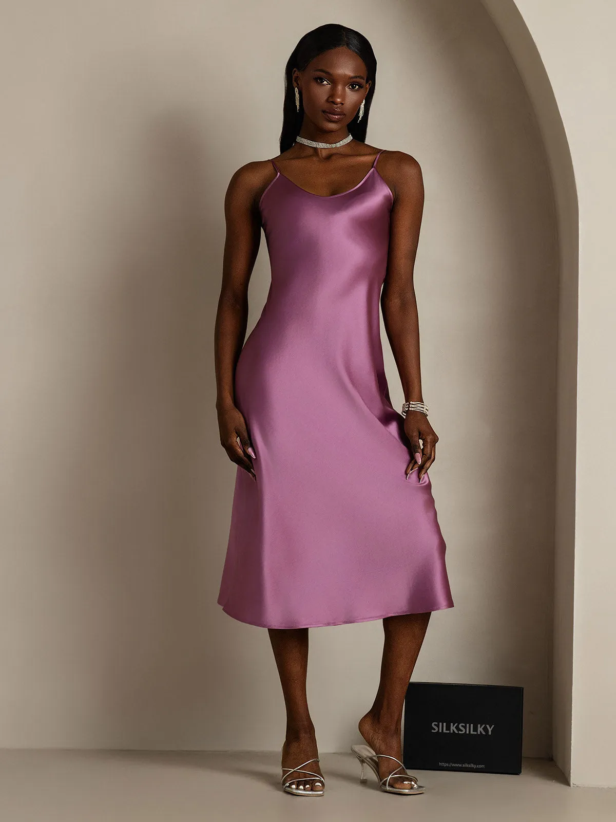 Spaghetti Strap Long Silk Nightgown