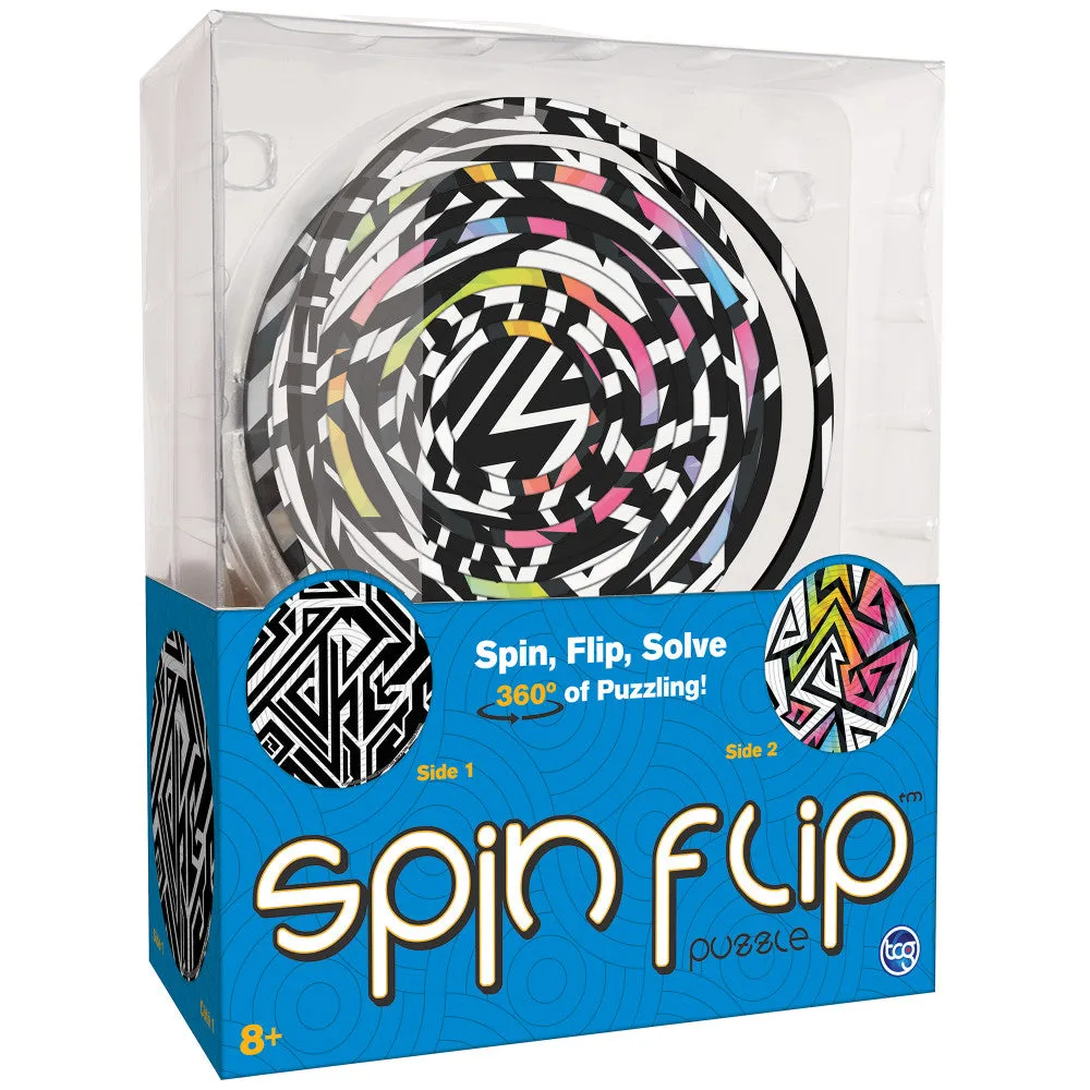 Spin Flip 14-Ring Abstract Art Double-Sided Puzzle - Colorful Brain Teaser