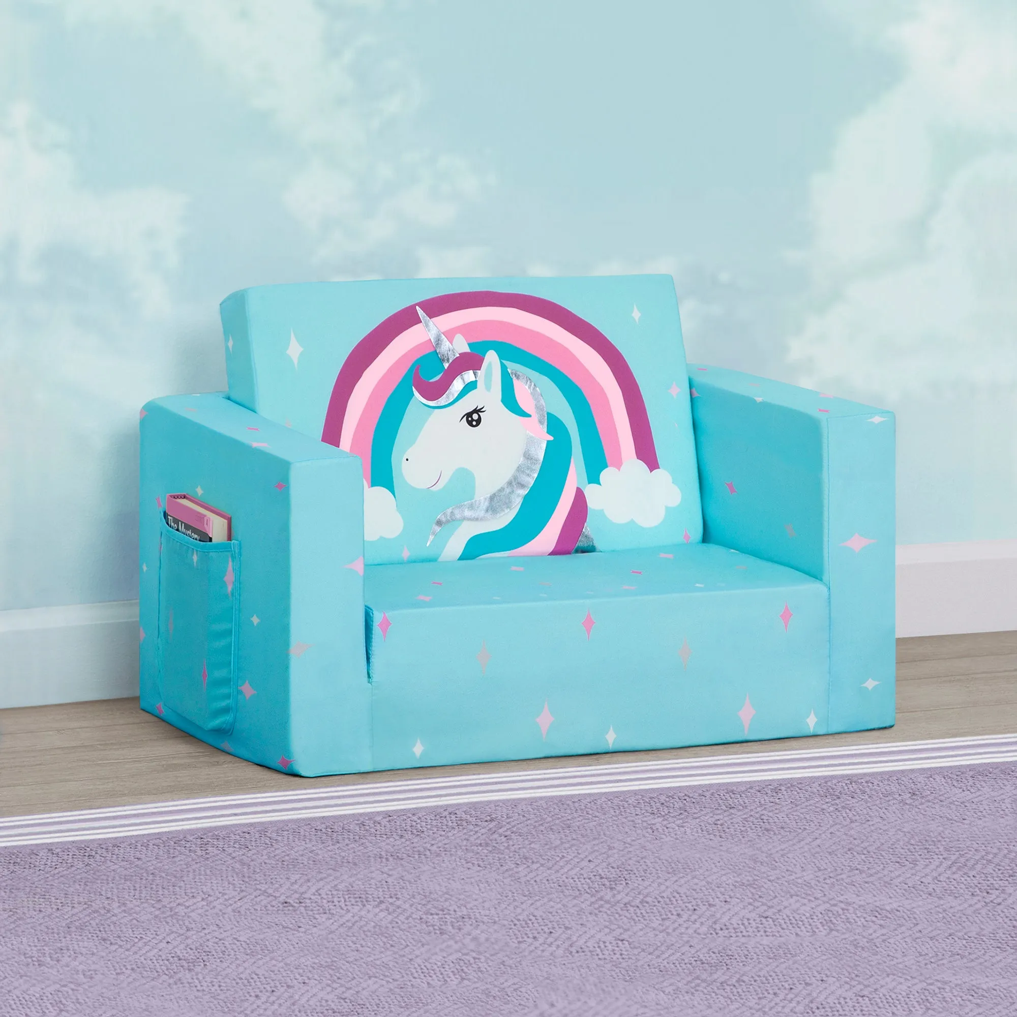 Unicorn Cozee Flip Out Chair - 2-in-1 Convertible Chair to Lounger for Kids