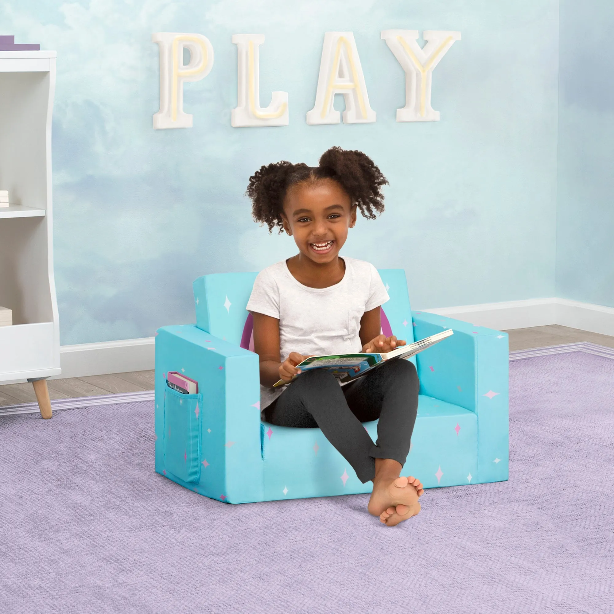 Unicorn Cozee Flip Out Chair - 2-in-1 Convertible Chair to Lounger for Kids