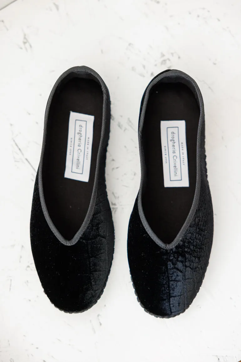 Velvet Fu  Kung  Slippers - Cayman Black