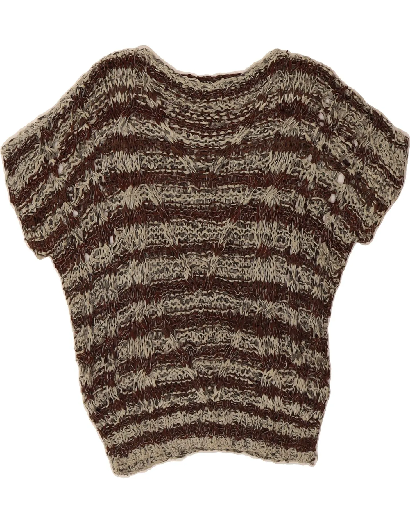 VINTAGE Womens Boat Neck Jumper Sweater UK 18 XL Brown Striped
