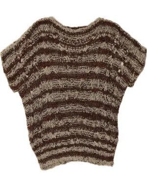 VINTAGE Womens Boat Neck Jumper Sweater UK 18 XL Brown Striped