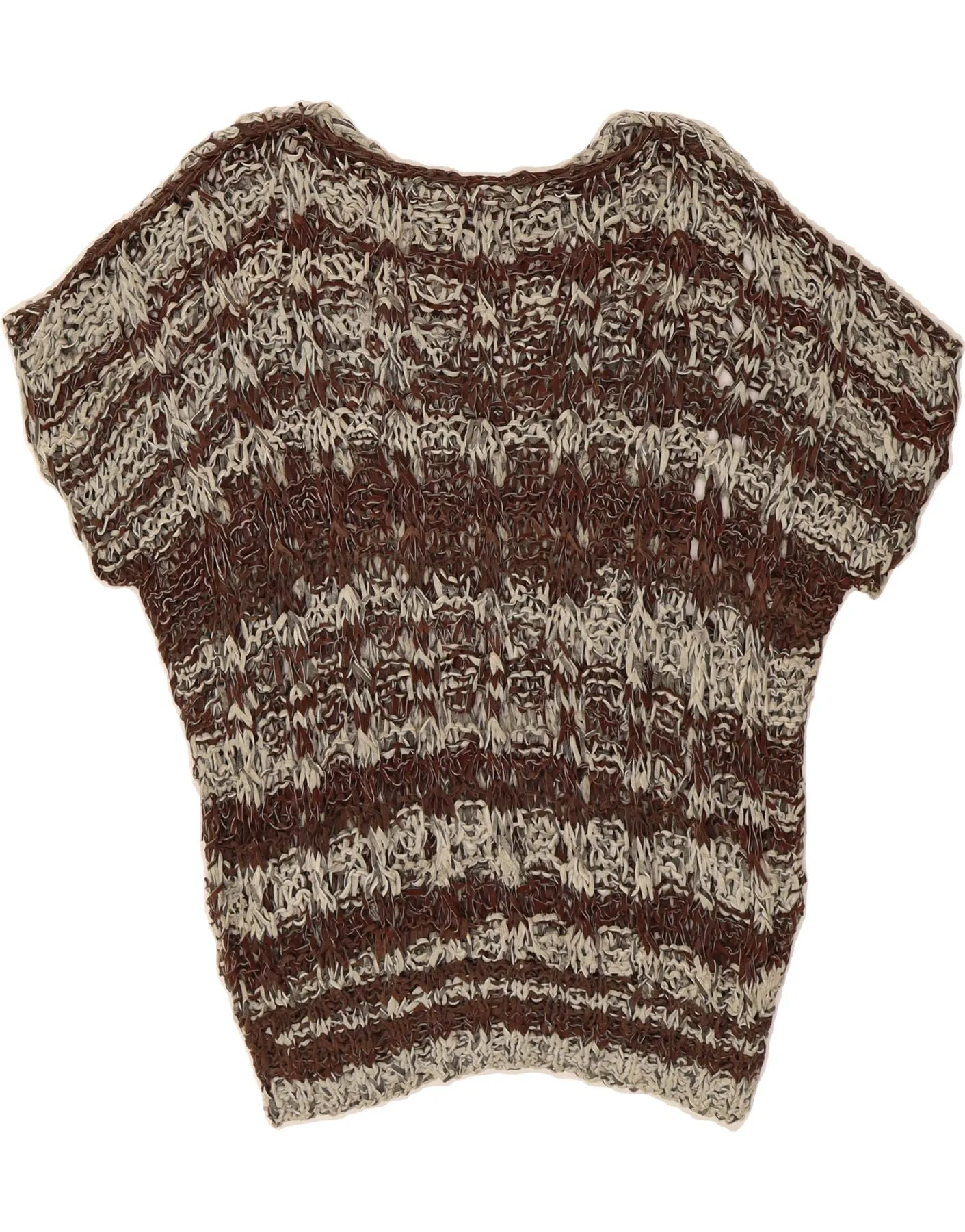 VINTAGE Womens Boat Neck Jumper Sweater UK 18 XL Brown Striped