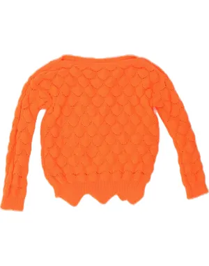 VINTAGE Womens Crop Boat Neck Jumper Sweater UK 16 Large Orange