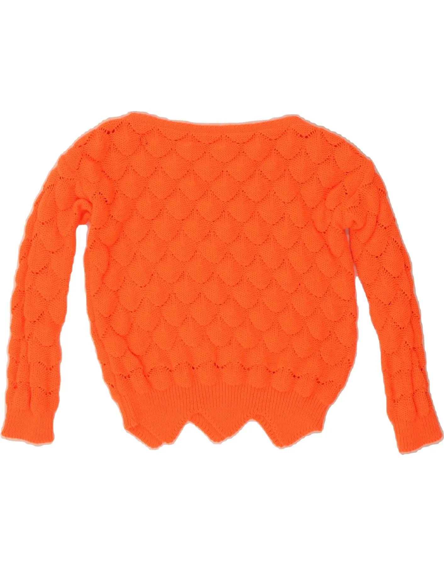 VINTAGE Womens Crop Boat Neck Jumper Sweater UK 16 Large Orange