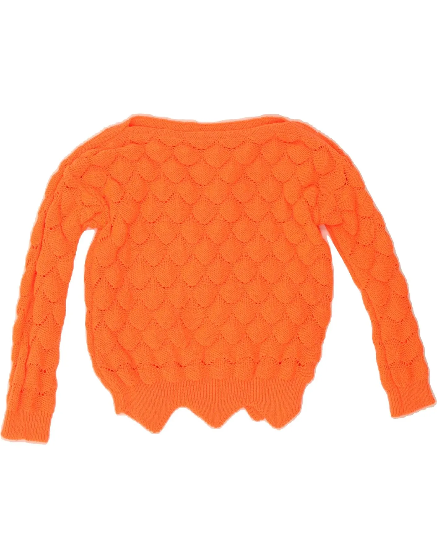VINTAGE Womens Crop Boat Neck Jumper Sweater UK 16 Large Orange