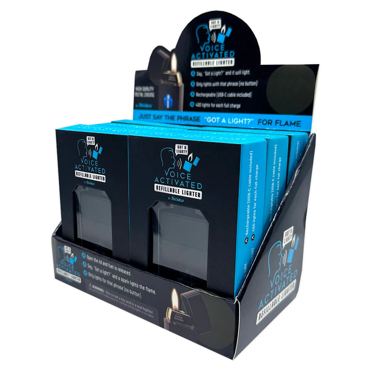 Voice Activated Flip Top Lighter - 6 Pieces Per Retail Ready Display 25288