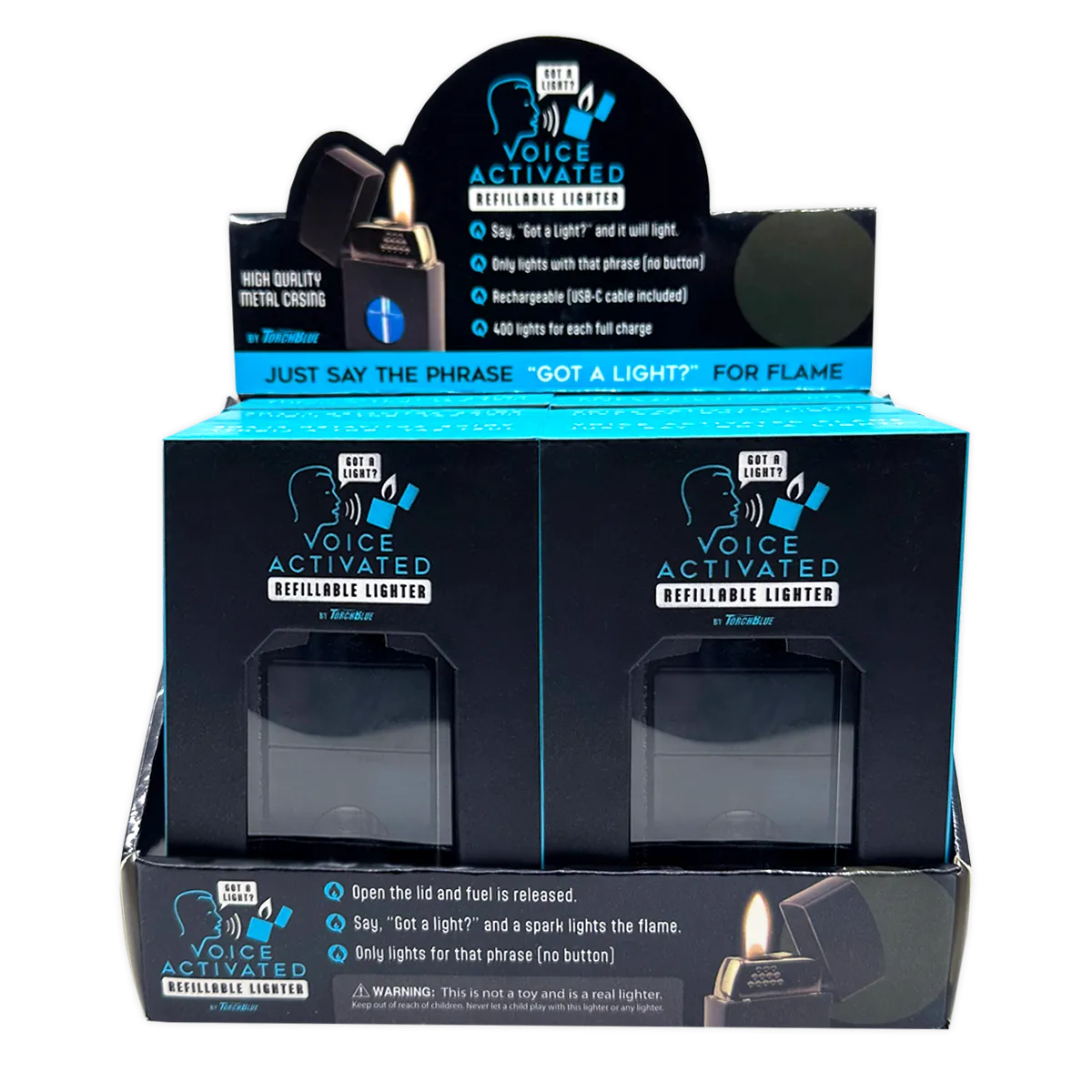 Voice Activated Flip Top Lighter - 6 Pieces Per Retail Ready Display 25288