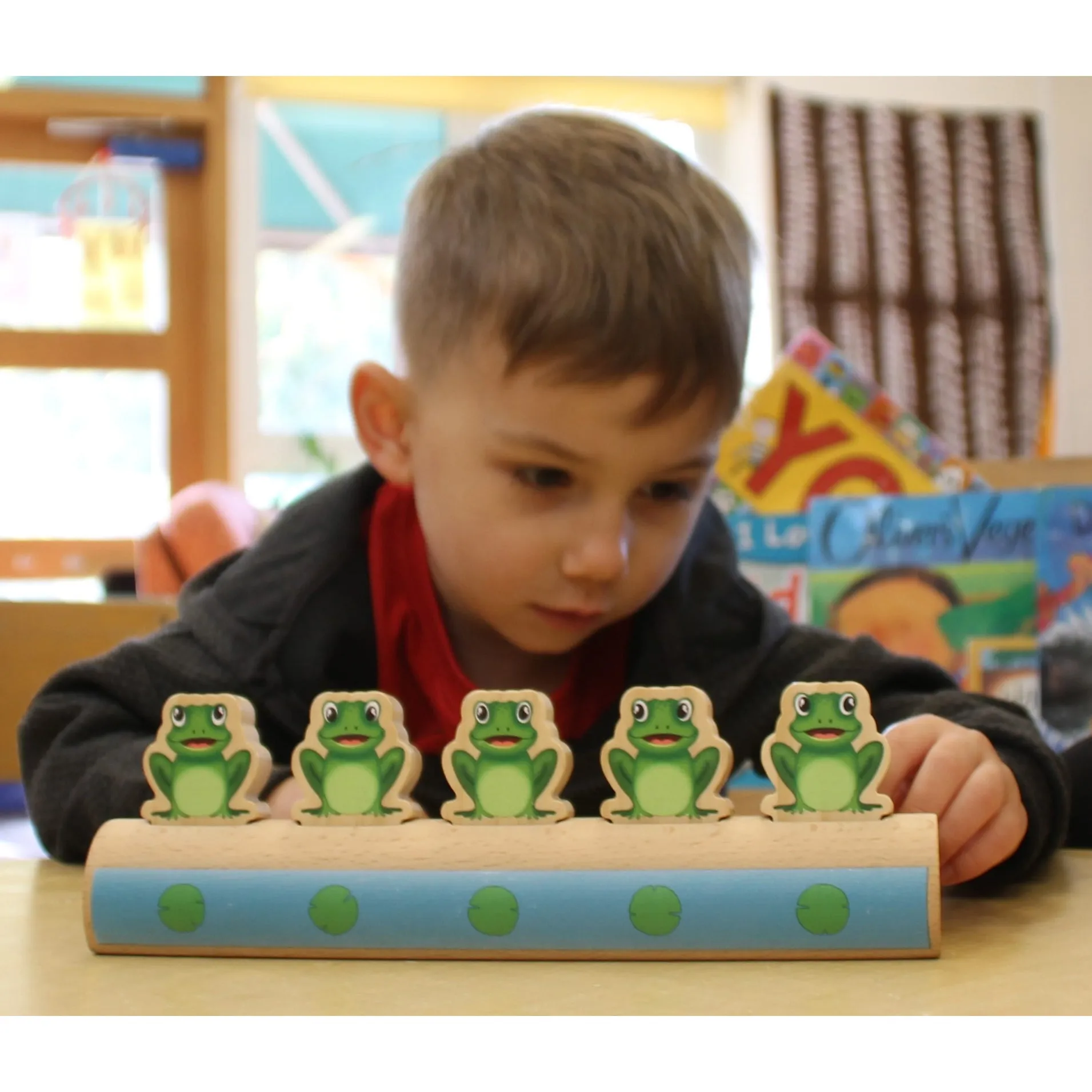 Yellow Door Sustainable Wood Five Frogs on a Log - Number Matching Game