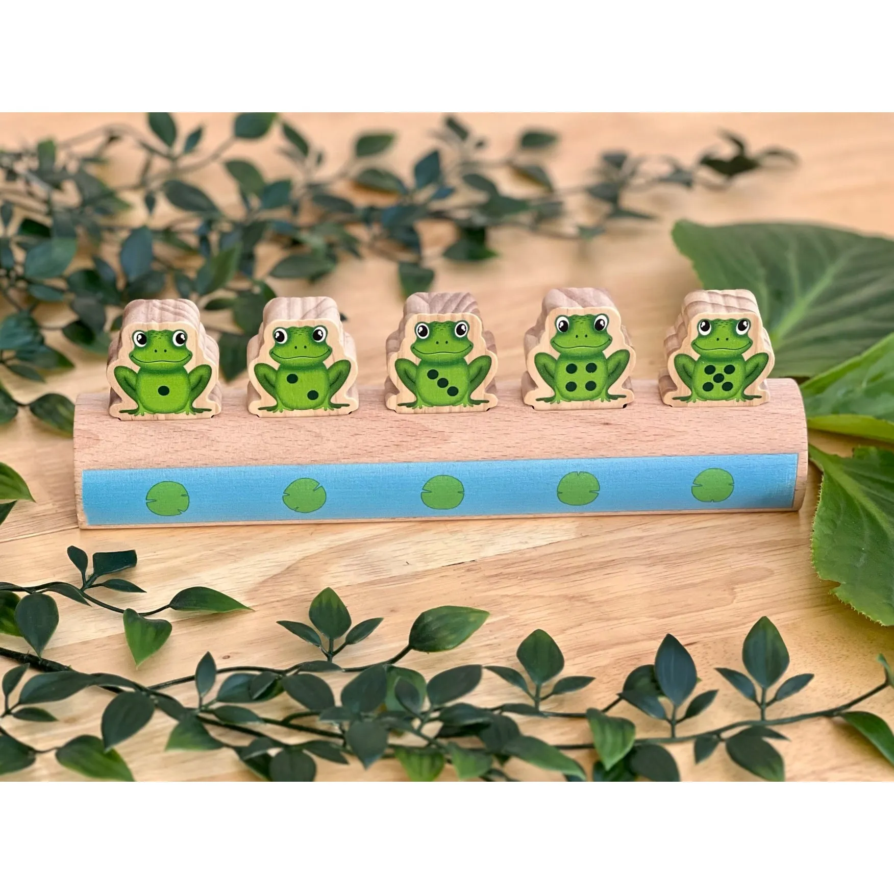 Yellow Door Sustainable Wood Five Frogs on a Log - Number Matching Game