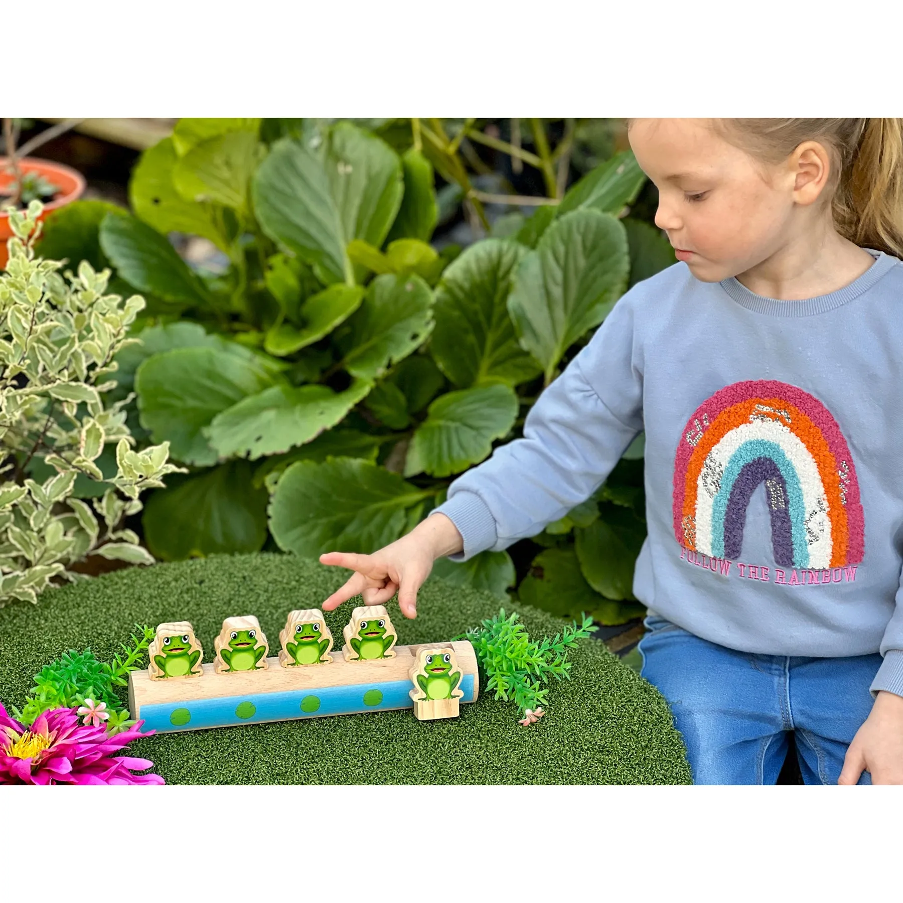 Yellow Door Sustainable Wood Five Frogs on a Log - Number Matching Game