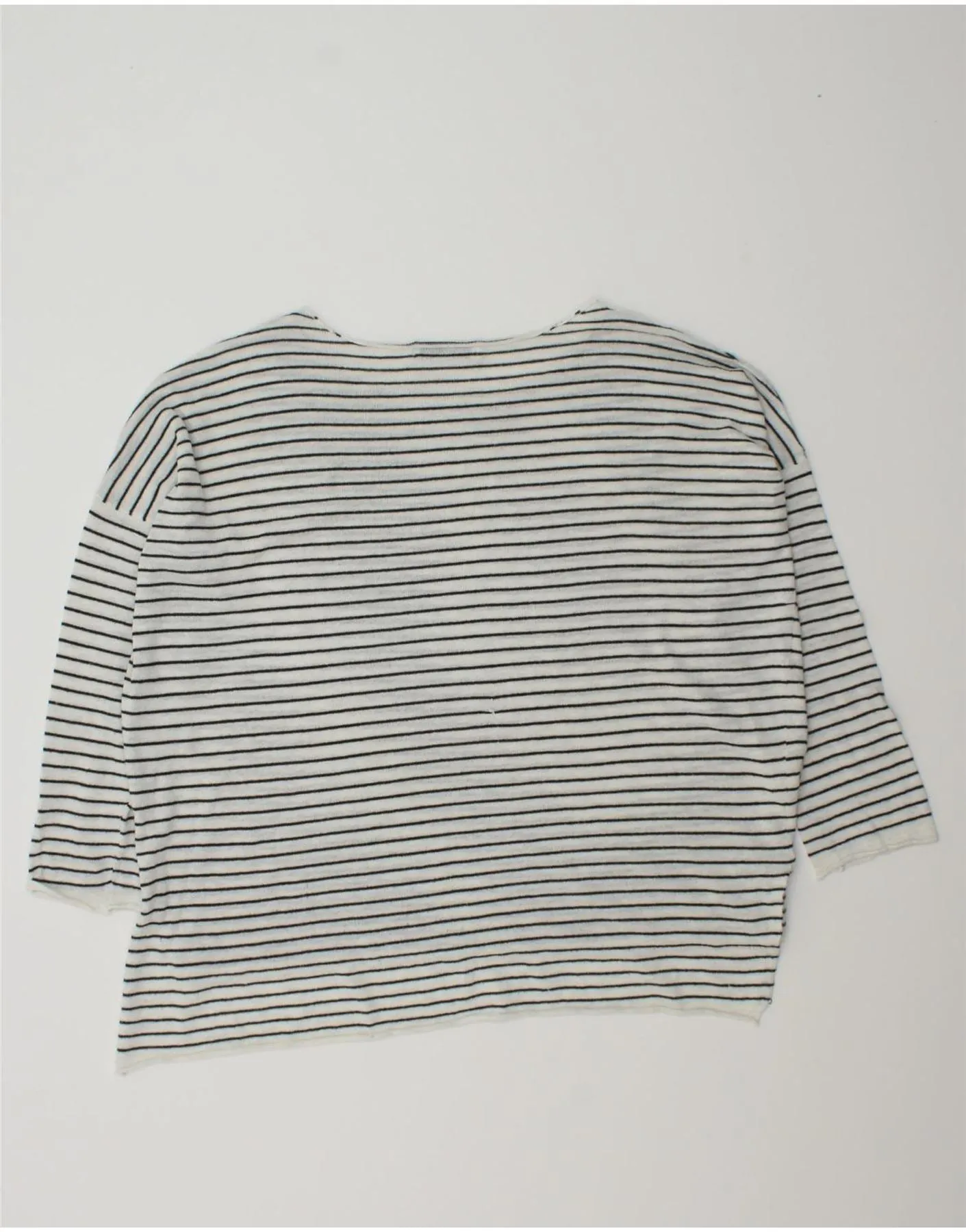ZARA Womens Oversized Boat Neck Jumper Sweater UK 10 Small White Striped