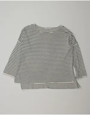 ZARA Womens Oversized Boat Neck Jumper Sweater UK 10 Small White Striped